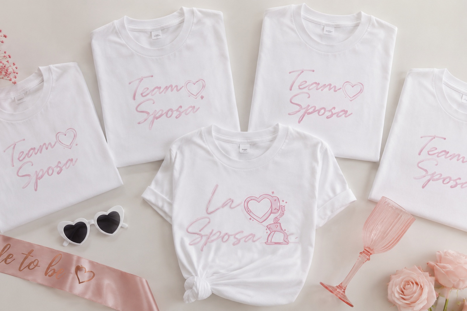 T-shirt coordinate personalizzate per l'addio al nubilato e al celibato